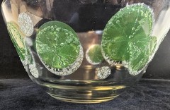 MCM Fred Press Sugared Lime Clear Glass 10″ Bowl RARE!!! Signed *See Details*
