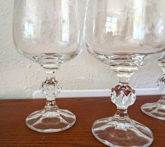 VTG Set of 3 Bohemia Crystal Queens Lace Wine Water Goblets Gold Rim Ball Stem
