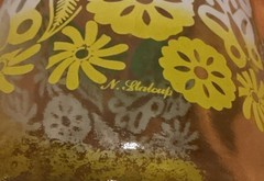 Vtg 1960s M CENTURY Pitcher Set Of 6 Glasses N. Stalcup Ombre Floral Butterfly