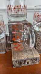 Vintage Libbey Cattails and Foliage Lowball Scotch Glasses.