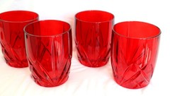Waterford SET of 4 RED Crystal Marquis Brookside Double Old Fashioned Glasses