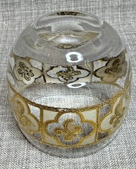 2 pc Culver 22KT Gold Roly Poly Whiskey Glass Salley Pattern Mid Century Style