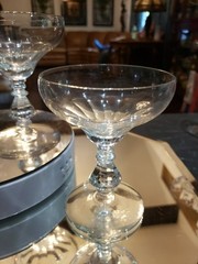 (3) Tall Champagne Sherbet Glasses, Crystal Bryce Puritan stem 894 flute panel