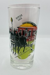 SET Of 2 Vintage Anchor Hocking ‘Gay Nineties’ Horse Car Drinking Glasses