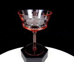 Tiffin Glass 15028 Straight Optic Flower Etched 5 1/4″ Champagne Sherbet 1960s