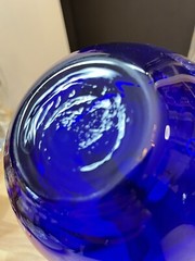 Vintage Hortensja Poland Cobalt Blue Blown Glass Decanter – 11″