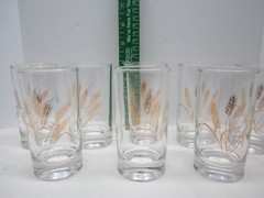 8 Vintage Golden Harvest Wheat 4 ounce Juice Glasses