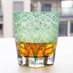 Knights Templar Pattern Edo Kiriko Luxury Crystal Tumbler Cup for Whiskey Brandy