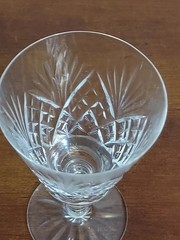 Royal Doulton JUNO Cut Fan Criss Cross Elegant Glass CORDIAL GOBLETS Stems Set 2