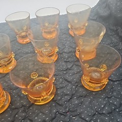 Rare cordial Glasses amber Blown Glass
