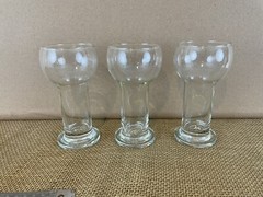 Set of 3 Vintage 10 oz Solid Clear Glass Wine Beer Glasses