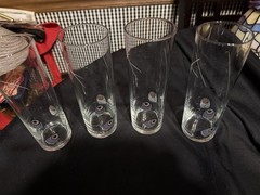 Set of 4 Mid Century 12 oz Highball Glasses Peacock Feathers