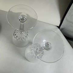 Set Of 4 VTG Luminarc Crystal Diamant Wine Water Glasses 6 7/8” Tall France