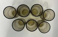 Set of 7 Anchor Hocking Sherwood Leaves Spicy Brown Small 6oz Juice Glasses
