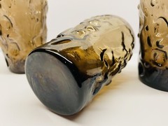 Vintage Set Of 4 Bryce Glass El Rancho Brown Dimple Textured 12 Oz Tumblers