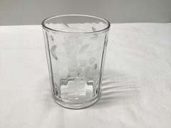 Antique Etched Grape Cluster and Vine Pattern Juice Glass- 3 3/4 in Tall