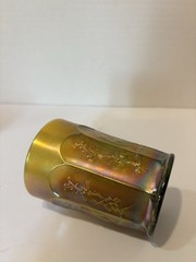 CARNIVAL GLASS TUMBLER BIRD AND FLOWER 4 1/4″
