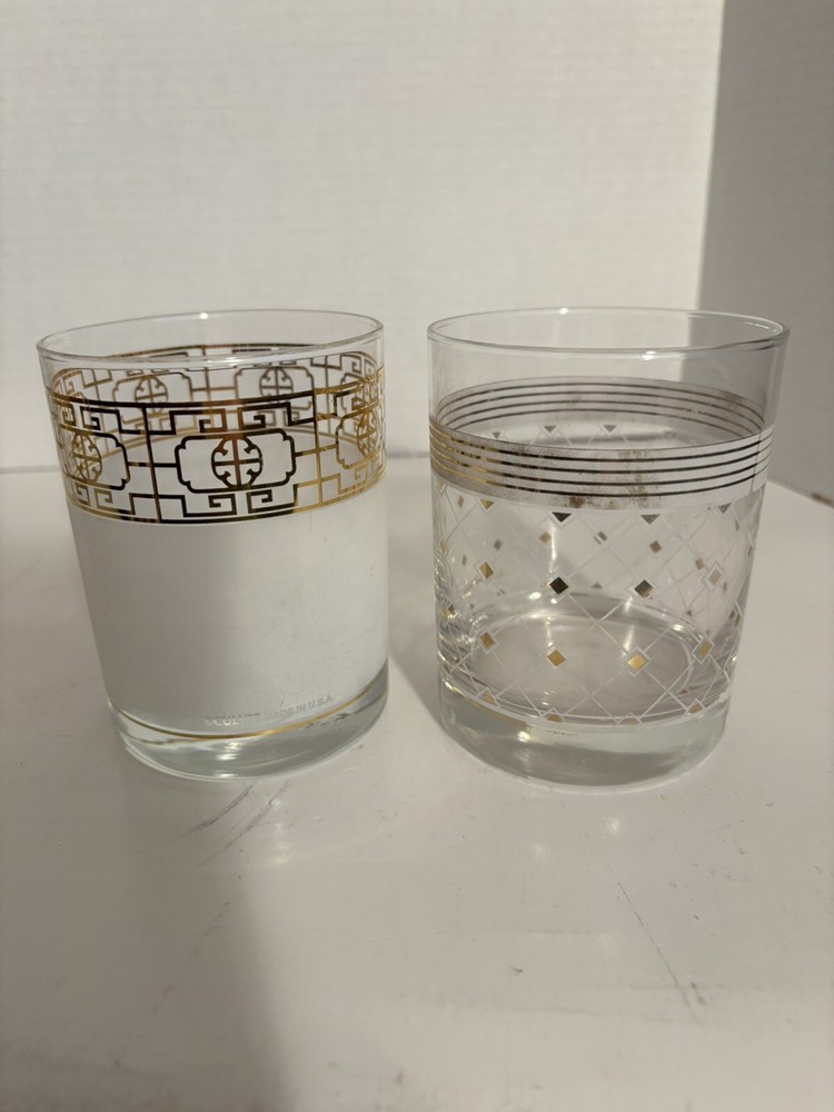 2 Culver Rock-Low Ball Glasses Odd Lot Marked