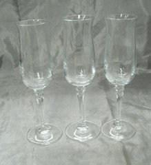 Vtg Mikasa KENSINGTON Set of 3~8-3/4″ Optic Champagne Flutes Glasses T1000 EC