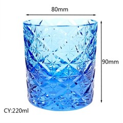 K9 Crystal Glass Rocks Whiskey Glasses Hand-carved Stars Glass 8oz Blue 1PC