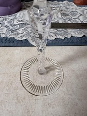 Bohemian Red Cut To Clear Crystal Wine Glass Floral Tall Stemware Decor Pattern