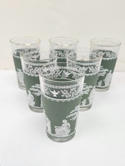 Jeannette Hellenic Green Tumblers – Set of 6 – 8 oz – 5″ – Classical Motif
