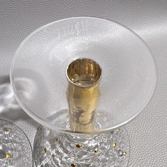 Stephen Smyers Morocco Signed Art Glass Martini Set Of Two Gold Fleck