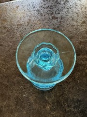 VTG Daisy & Cube Etched Water Goblet L.G. Wright Black Forest Moose Deer Dog