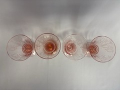Vintage Cambridge Glass Cleo Pink 8oz Footed Tumbler Art Deco Etched Water Glass