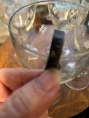 Vintage Etched Wine Glasses 4 With Crisscross and Dot Pattern Art Nouveau Style