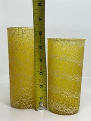 VTG 50s Spaghetti String Highball Glass Tumblers MCM Barware Cups Set 2 Yellow