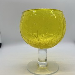 Cabbage Leaf heavy glass Sigma Taste Setter RETIRED Secla Yellow Goblet bar art