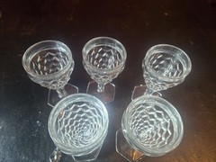 Set of 5 Fostoria American Hex Foot Wines 4-3/8″ 2 1/2 Oz