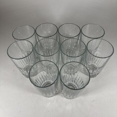 Set of 10 Clear Paneled Drinking Glasses 12 oz Juice Water Tumblers