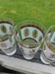 Lot Of 6 Vtg Brockway Glass Co. Tumbler Glass Golden Wheat Frosted 12 oz