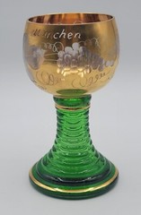 Glass Beehive Stemmed German Wine Etched Gold Gilt
