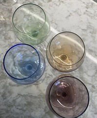 LENOX Tuscany Seasons Balloon Wine Glasses Colors Set of 4 Etched Crystal 15 oz.