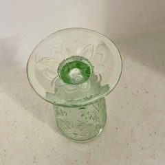 4 Tiara Chantilly Green Footed Tea Tumblers Sandwich Pattern Indiana Glass Co