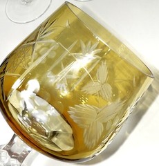 VTG Lot 7 Bohemian Czech Cut To Clear Crystal Hock Stem Wine Water Glass Goblet
