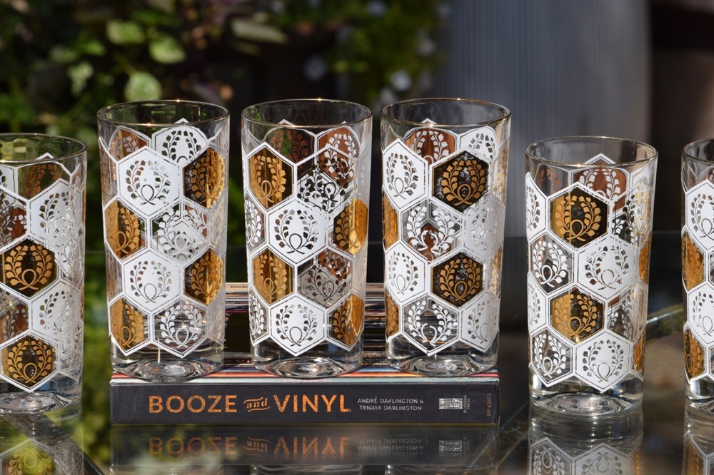 MID CENTURY JEWEL! 6 Vintage Cocktail Highball Glasses, Cera, circa 1950’s