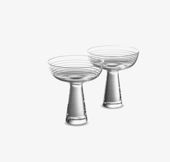 LASVIT CZECH GEORGE YABU & GLENN PUSHELBERG CLEAR “OTTO”CHAMPAGNE COUPE SET OF 2