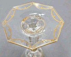 Bohemian Attr. Josephinenhuette Cut Crystal Gold Painted Aperitif Glass