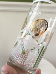 Vtg Mid Century Textured Tennis Glasses Georges Briard Style Gold White Green