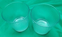 2 Vintage Libbey Glass Pebbled Textured clear Old Fashioned Tumbler Low Ball MCM