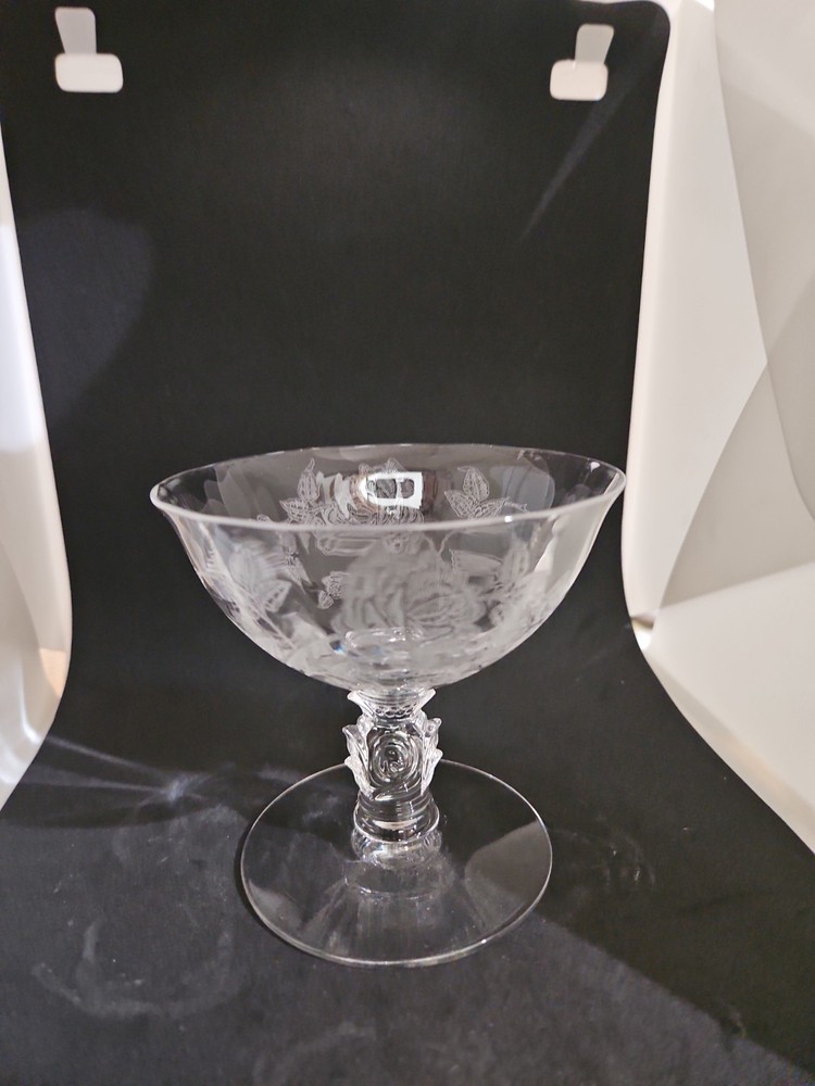 Vintage Heisey Rose Etched Rose Sherbet Glasses