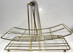VTG Libbey MCM Hollywood Regency Highball Frosted GoldLeaf Glasses Caddy Holder