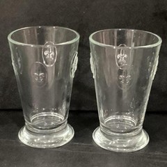 Lot of 2 La Rochere France Fleur De Lis Lys Tumblers Glass Barware Vintage