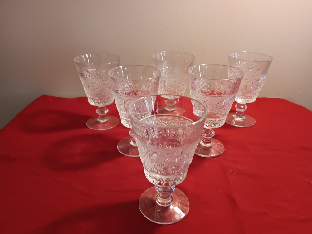 (6) Duncan Miller Sandwich Patt Footed Tumblers