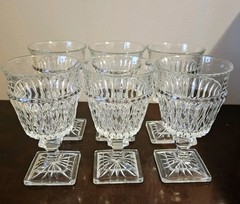 6 Mt. Vernon Indiana Glass Clear Wine Water Goblets Glasses Vintage 6″