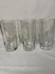 Vintage Libbey Windsor Etched Highball 12oz Drinking Glasses 5.5” H , Set of 6